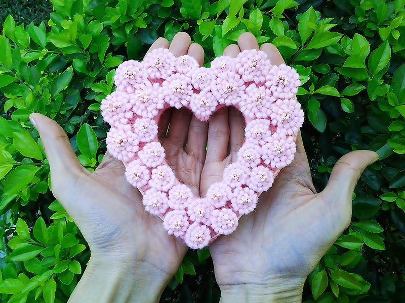 MFP情人节满满的心意粉红色心型手工毛毡花朵小花圈吊饰 - 植栽/盆栽 - 其他材质 粉红色