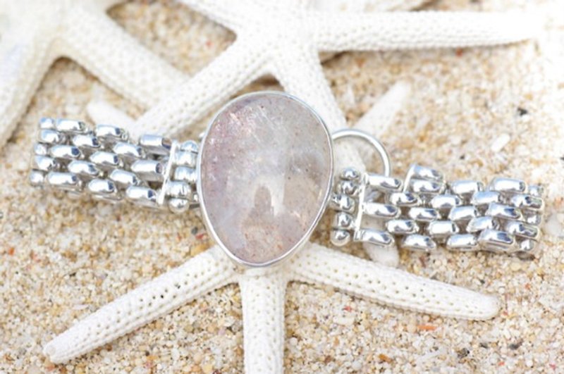 太陽の石　サンストーンのシルバーブレスレット - 手链/手环 - 宝石 粉红色