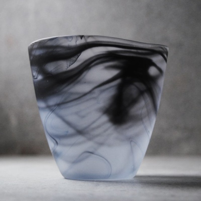 300cc【水墨杯】黑色水墨手工杯 玻璃艺术不雕刻作品 - 茶具/茶杯 - 玻璃 灰色