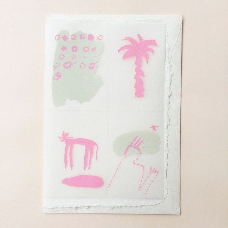 德国手工网版印刷卡片-粉红圣诞 | BETHGE - 卡片/明信片 - 纸 粉红色