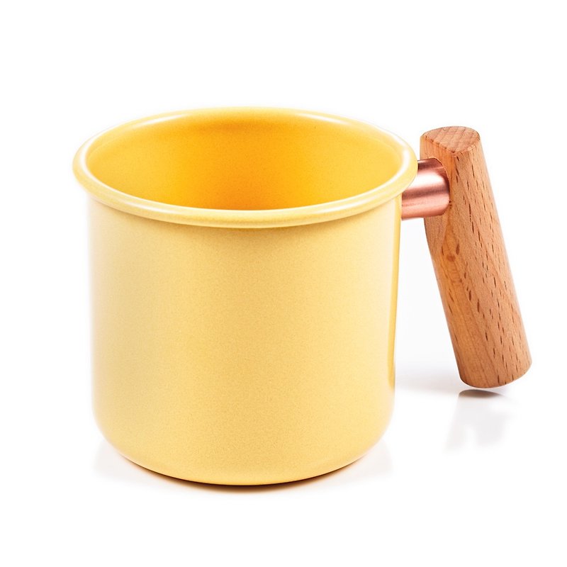 木柄 珐琅杯 400ml(奶油黄) 母亲节 礼物 - 茶具/茶杯 - 珐琅 黄色