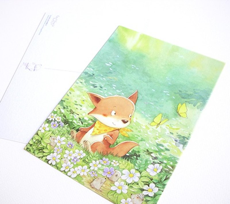 贝果在森林里散步－春：森林里的花园〔明信片〕 - 卡片/明信片 - 纸 绿色