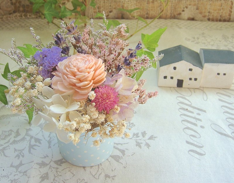 Masako  玫瑰薰衣草奶油小蛋糕 干燥花 永生花 礼物 - 植栽/盆栽 - 植物．花 粉红色
