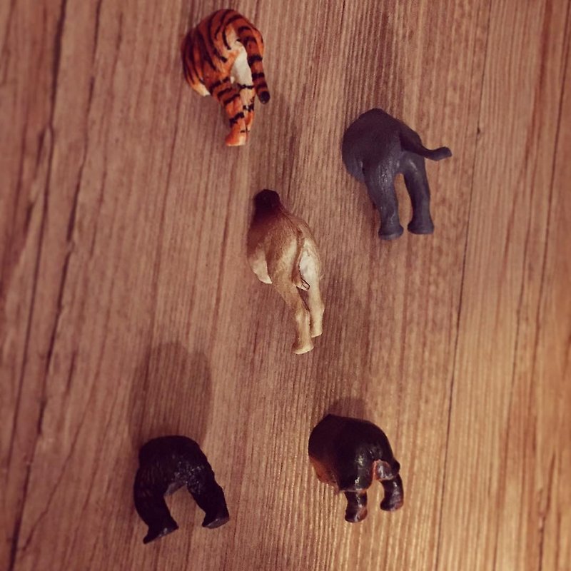 / 动物园 / 磁铁组 大象．猩猩．老虎．河马．骆驼 屁屁磁铁组 - 冰箱贴/磁贴 - 塑料 多色