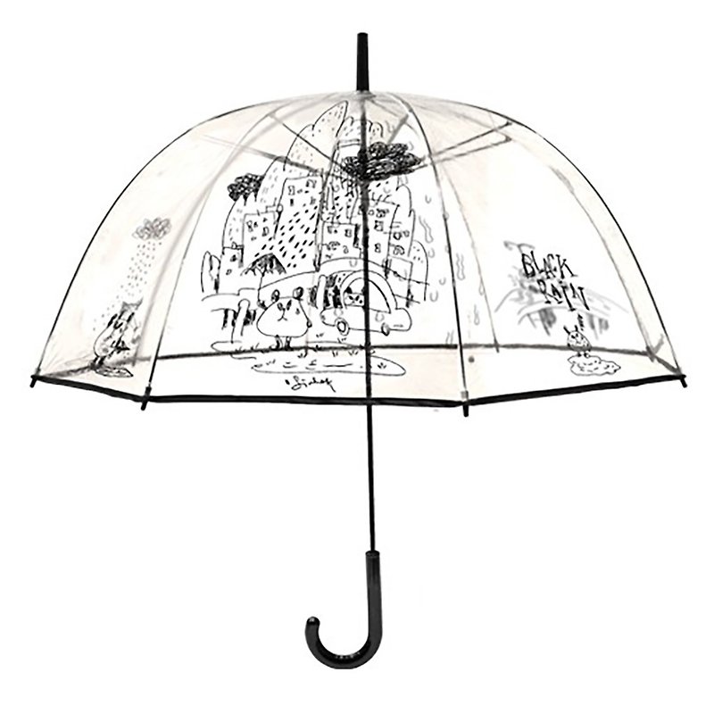 小克聋猫/透明雨伞/素描(不提供台湾地区以外寄送) - 雨伞/雨衣 - 防水材质 白色
