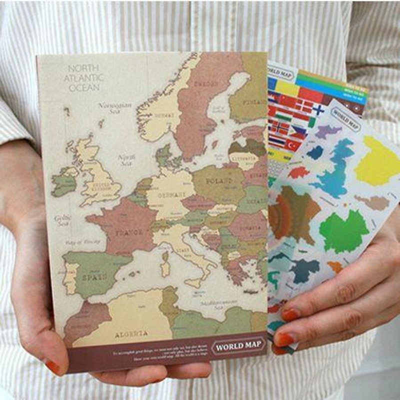 Dessin x Indigo-世界地图线条笔记本-复古,IDG02985 - 笔记本/手帐 - 纸 咖啡色