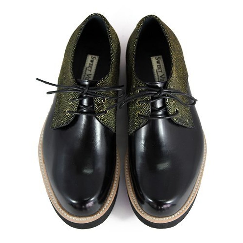 Hazel M1126A Black Gold leather sneakers - 女款皮鞋 - 真皮 黑色