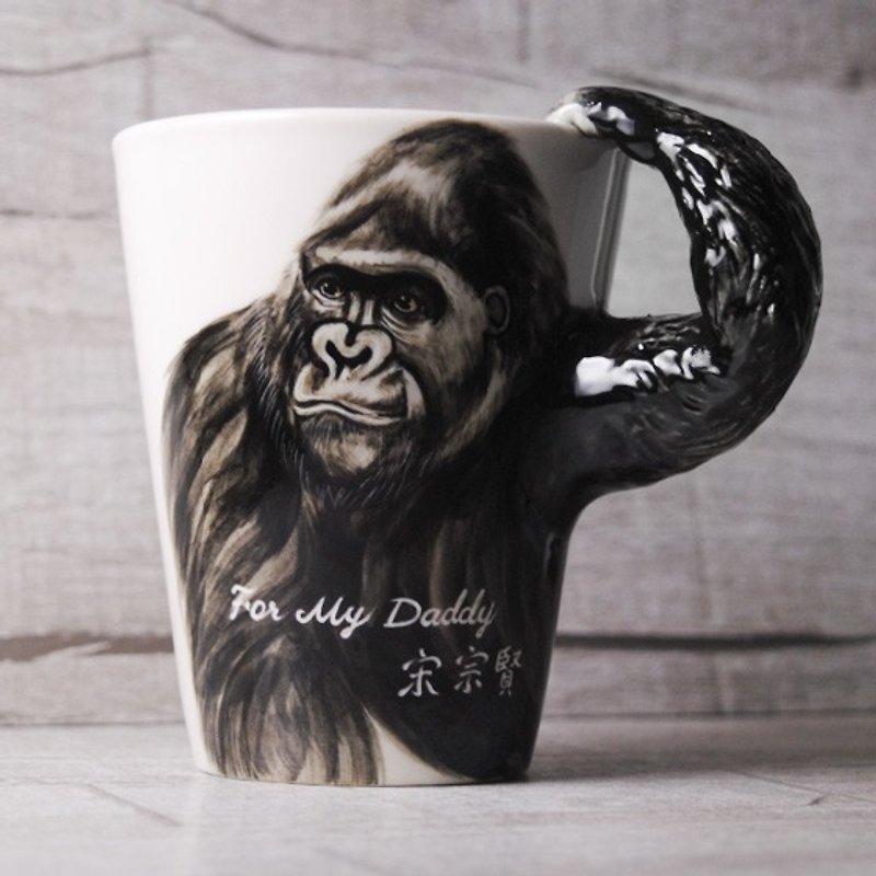 【可刻字的动物马克杯】Blue Witch英国手绘杯 金刚 立体刻字陶瓷马克杯 大猩猩 - 咖啡杯/马克杯 - 其他材质 黑色