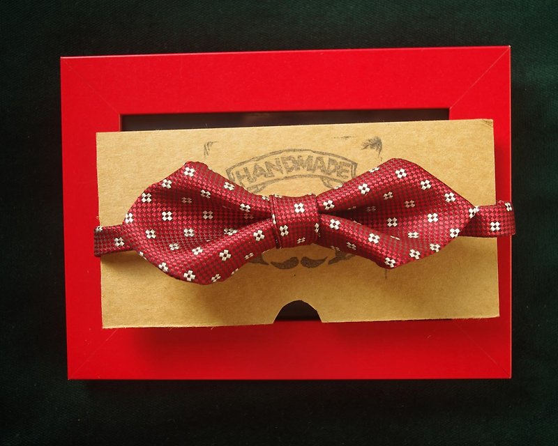 Papa's Bow Tie- 古董布花领带改制手工领结-纽约绅士new york gentleman-红-宽版情人 - 领带/领带夹 - 其他材质 红色