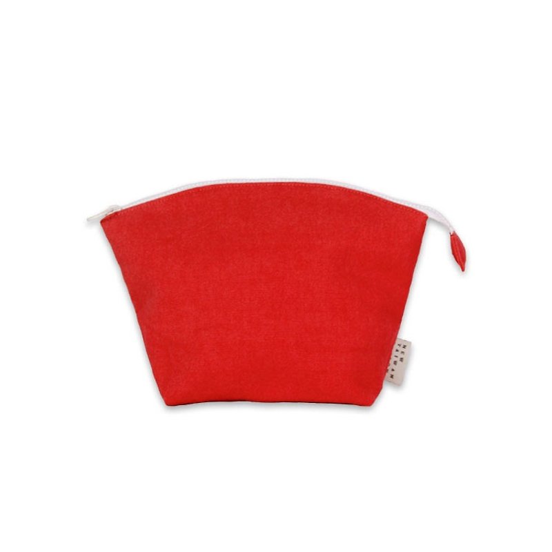 【贝壳化妆包】水洗帆布 红(大) - 化妆包/杂物包 - 其他材质 红色