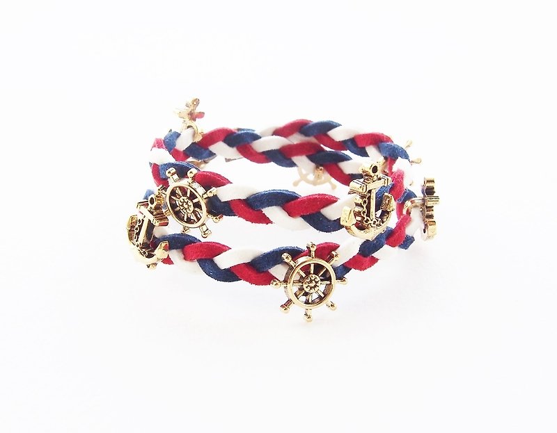Sailor bracelet - red white blue - 手链/手环 - 其他材质 多色