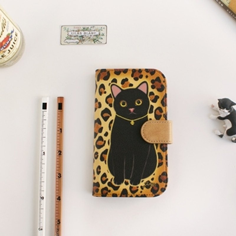 Jetoy,choo choo甜蜜猫黏TT万用手机包_Leopard gamy 可装iphone5(J1311S02) - 手机壳/手机套 - 真皮 黑色