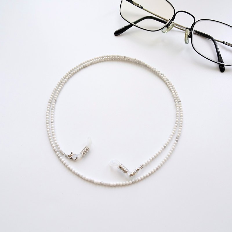 白纹石小圆珠眼镜链 - 给妈妈的母亲节礼物 - 项链 - 半宝石 白色