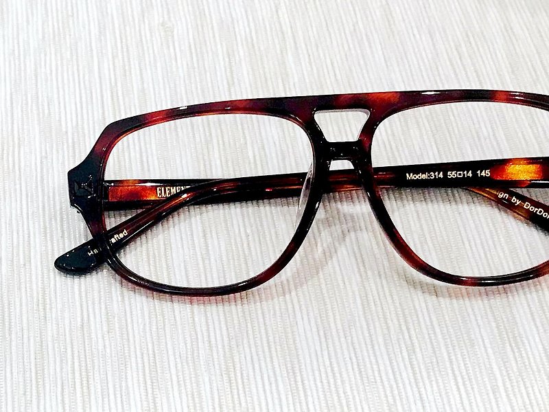 60年代复刻飞行员眼镜琥珀色大眼镜框 日本手造 - 眼镜/眼镜框 - 其他材质 咖啡色