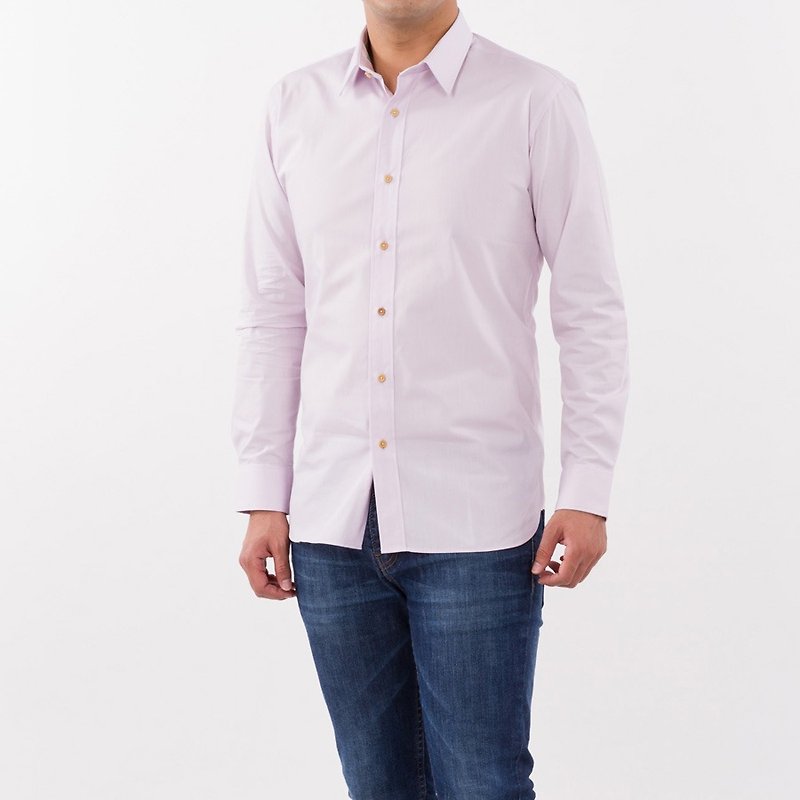 Men shirt: Slim-Normal collar - 男装衬衫 - 棉．麻 粉红色