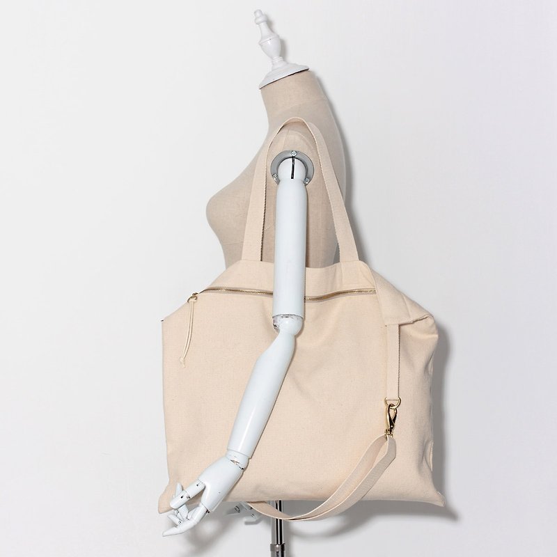 粗纱 帆布包 超平袋 原创设计 - 侧背包/斜挎包 - 棉．麻 白色