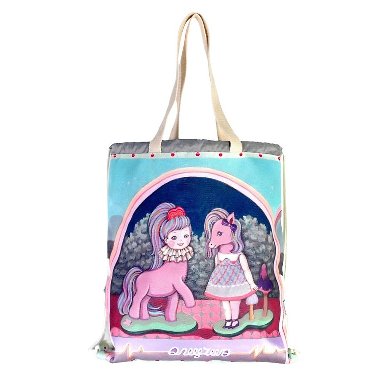 【COPLAY设计包】OnlyTwo女孩与小马儿 束口后背包 手提包 侧背包 - 束口袋双肩包 - 防水材质 紫色