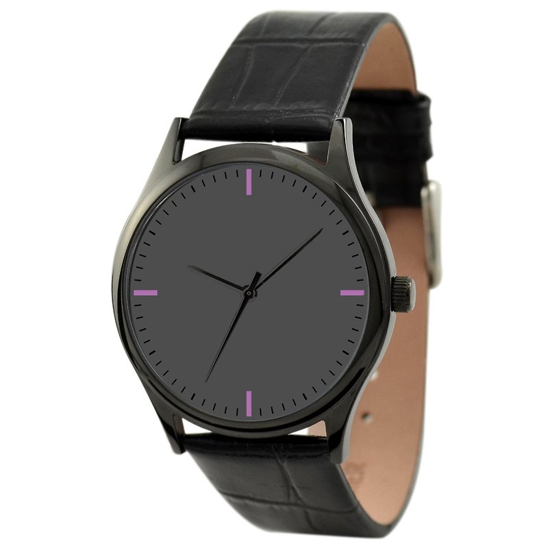 黑色简约手表(紫色) - 女表 - 其他金属 黑色