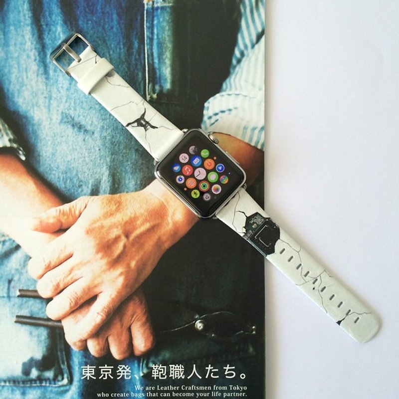 Apple Watch Series 1 - 5 白色爆破图案皮表带 38 40 42 44 mm74 - 其他 - 真皮 