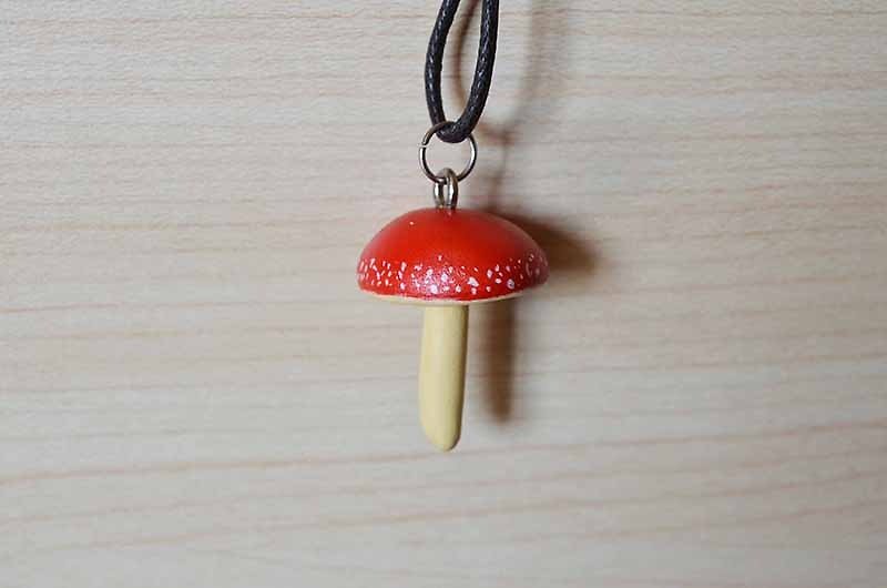 手做项链/仅此一件/大红蘑菇 - 项链 - 其他材质 红色