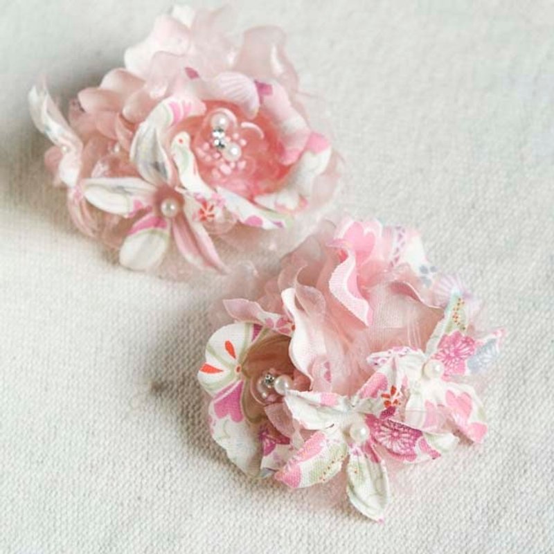 【MITHX】樱花彩,花宴,小侧夹胸针,发夹,造型发饰-粉 - 发饰 - 其他材质 粉红色