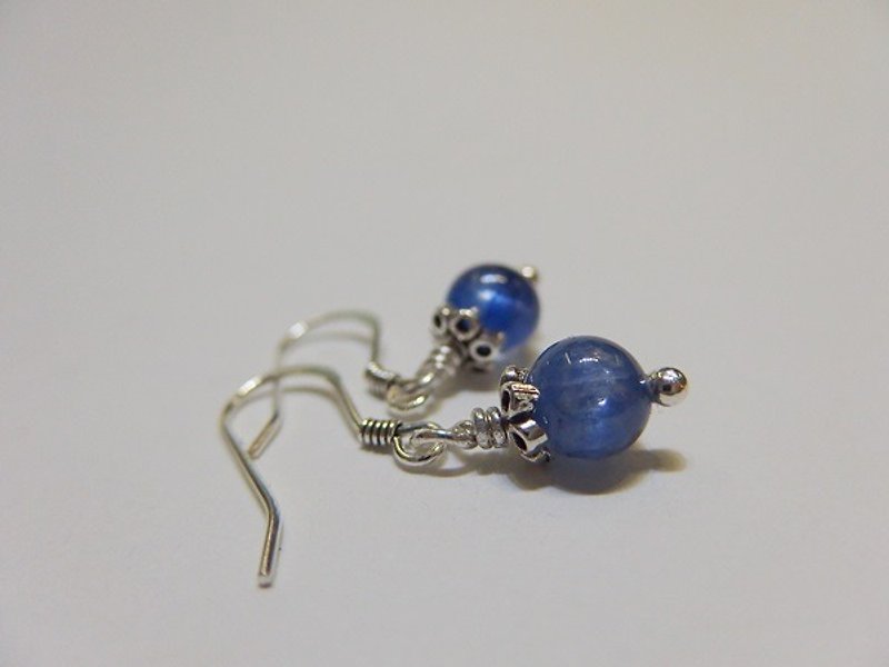 闪  - 全天然蓝晶石925纯银耳环  香港设计 - 耳环/耳夹 - 宝石 蓝色