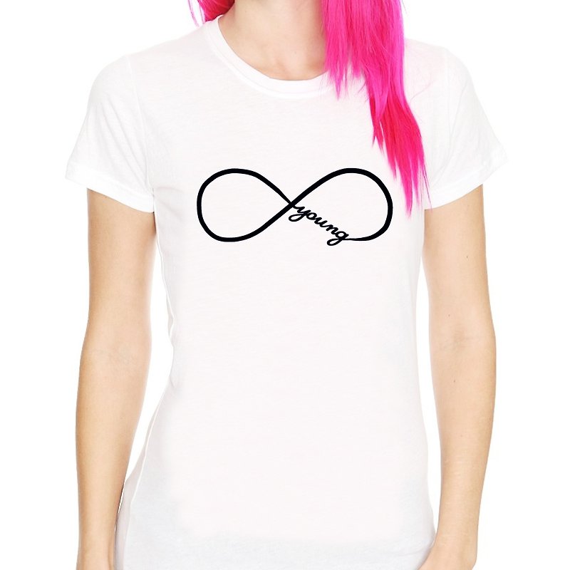 Forever Young-infinity#2 女生短袖T恤-2色 永远年轻 文青 艺术 设计 原创 品牌 时髦 文字 - 女装 T 恤 - 其他材质 多色