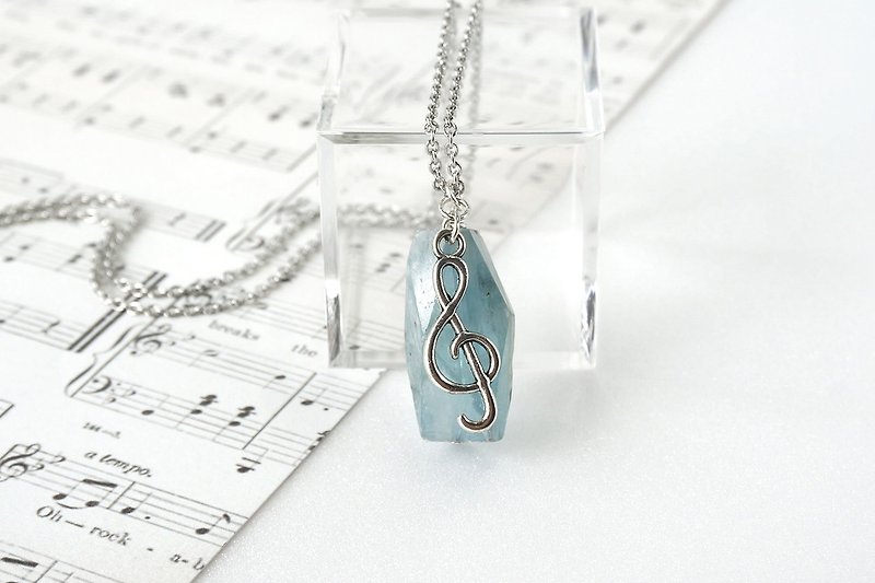 蓝晶石音符项链 // 给音乐人的礼物 - 项链 - 半宝石 蓝色