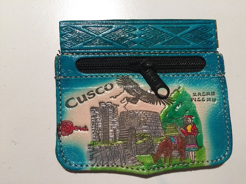 彩色秘鲁弹片零钱/置物包-土耳其蓝 - 零钱包 - 真皮 绿色