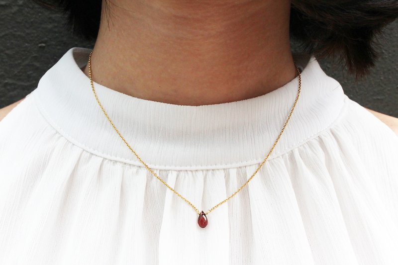 1月诞生石-红石榴 Garnet ガーネット锁骨项链 - 项链 - 宝石 红色