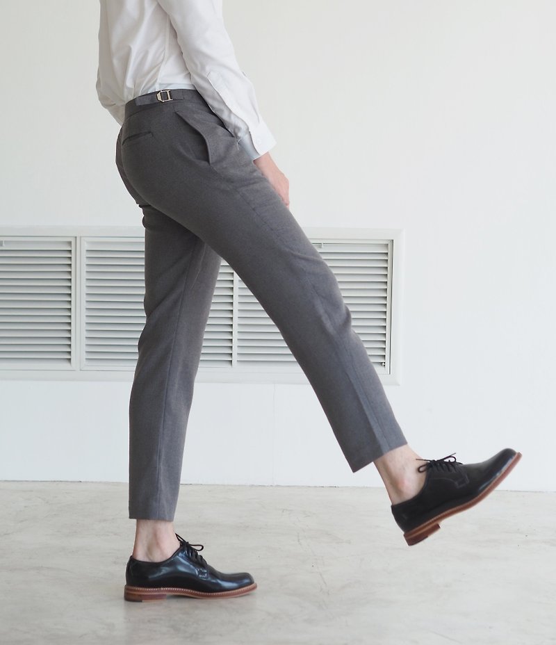 灰色双带长裤 - 男士长裤 - 棉．麻 灰色