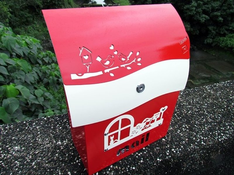 设计款有锁不锈钢信箱 颜色 上盖 门牌图案均可选择 质感邮筒 - 摆饰 - 不锈钢 红色