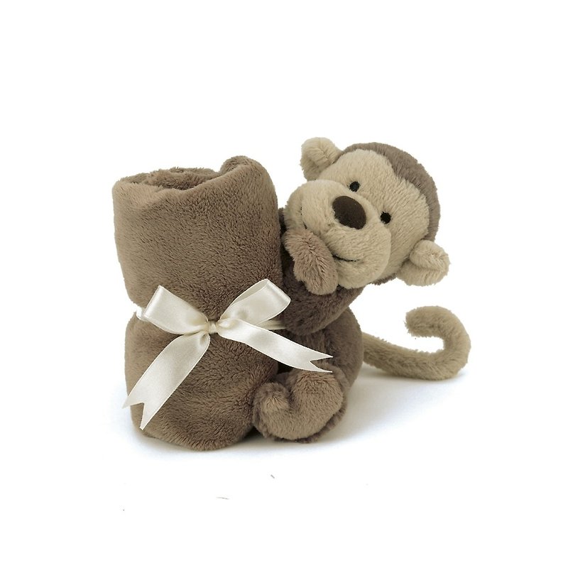 Bashful Monkey Soother 猴子安抚巾 约33x33厘米 - 围嘴/口水巾 - 聚酯纤维 咖啡色