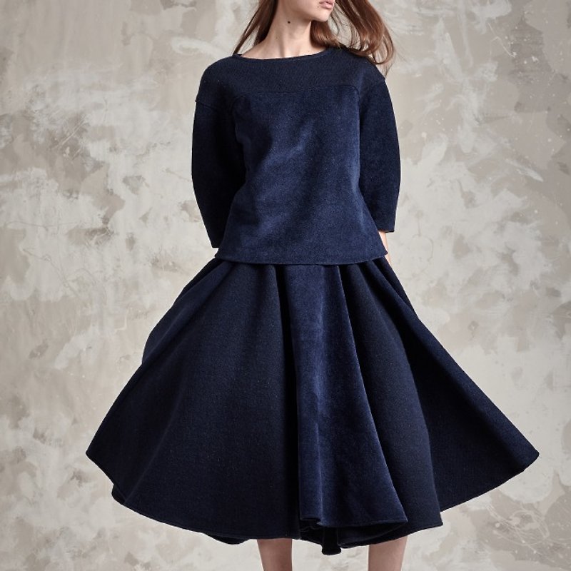 波浪圆裙(FIT029C0253-S/FIT029C0254-M) - 裙子 - 其他材质 蓝色