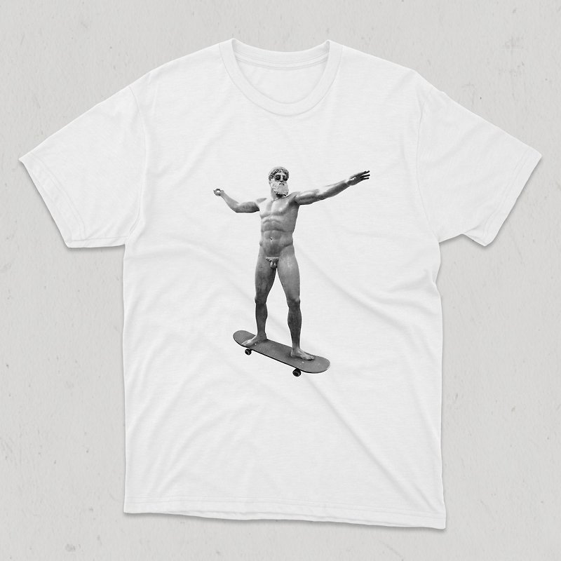 Skater Zeus 滑板宙斯 精梳棉舒适短T - 男装上衣/T 恤 - 棉．麻 白色