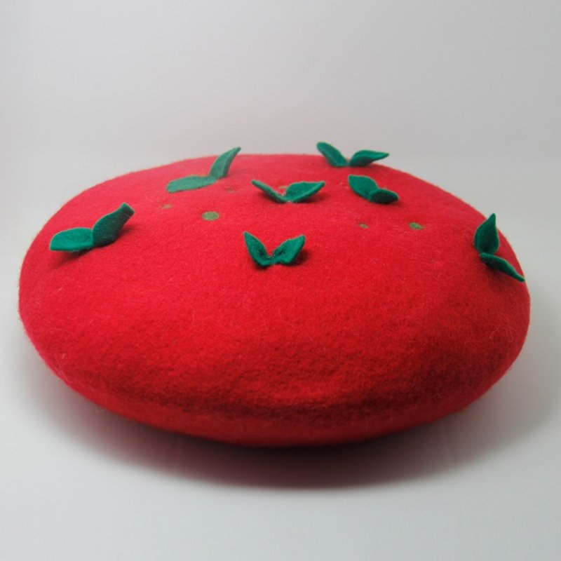 原创订制羊毛毡针毡帽子纯羊毛新生芽芽帽—红色 - 帽子 - 羊毛 红色