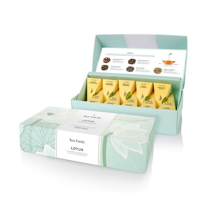 Tea Forte 10入金字塔型丝质茶包礼盒 - 静心莲语 - 茶 - 新鲜食材 