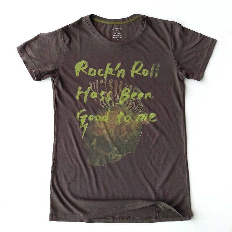 深绿色日本进口纯棉 数位拔染印刷 摇滚迷彩骷髅T恤 短T - 男装上衣/T 恤 - 其他材质 绿色