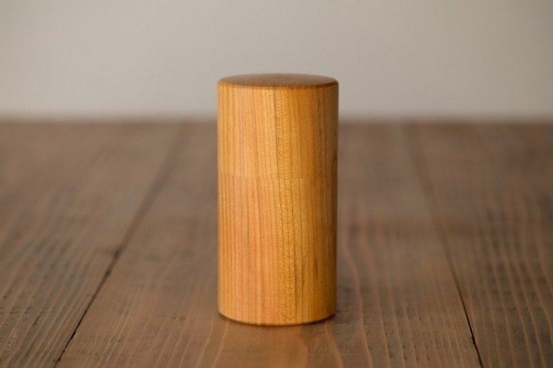 ろくろ挽きの欅の木の茶筒　大 - 茶具/茶杯 - 木头 咖啡色