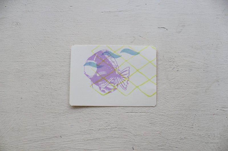 【ZhiZhiRen】厵 | 绢印明信片 - 旗津补鱼 - 神仙鱼 - 卡片/明信片 - 纸 紫色