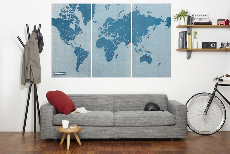 Palomar│拼世界地图 特大号 蓝色 - 墙贴/壁贴 - 羊毛 蓝色