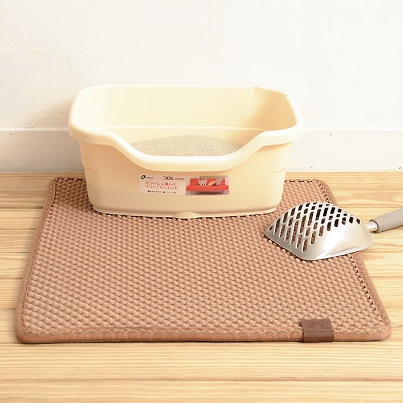 专利双层设计减少猫砂的落猫砂垫-实用正方形(褐色) 约51x55.5cm - 猫砂/猫砂垫 - 塑料 金色