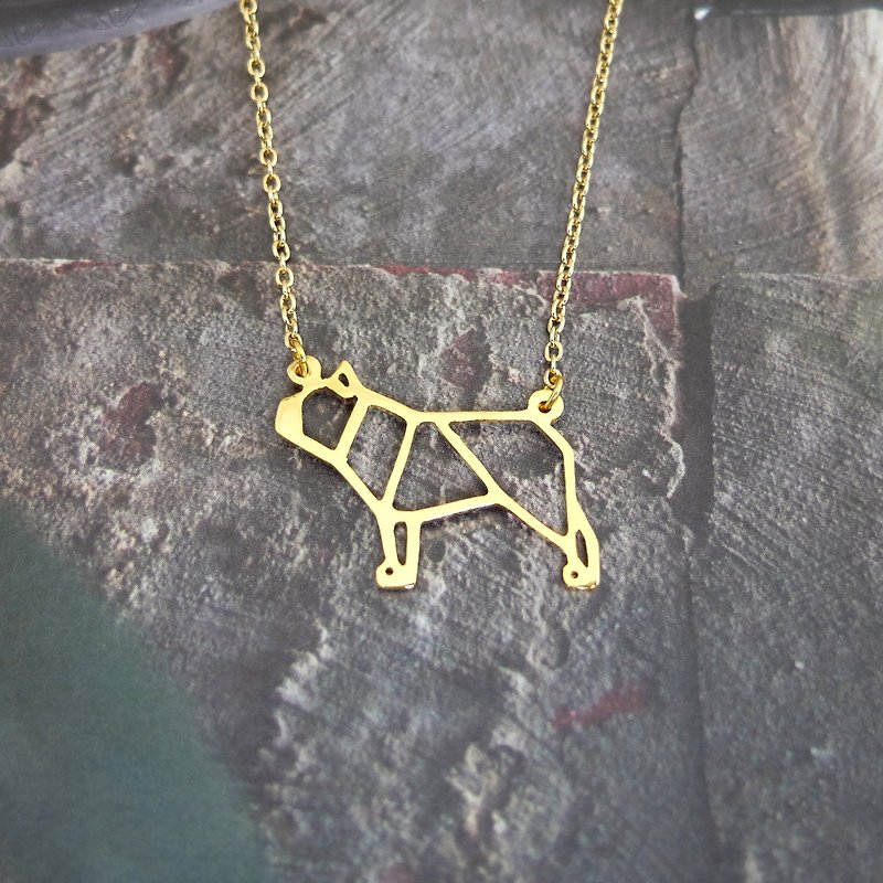 French Bulldog, Origami, Dog Necklace, Pet jewelry, Dog lover, Dog Gifts - 项链 - 其他金属 金色