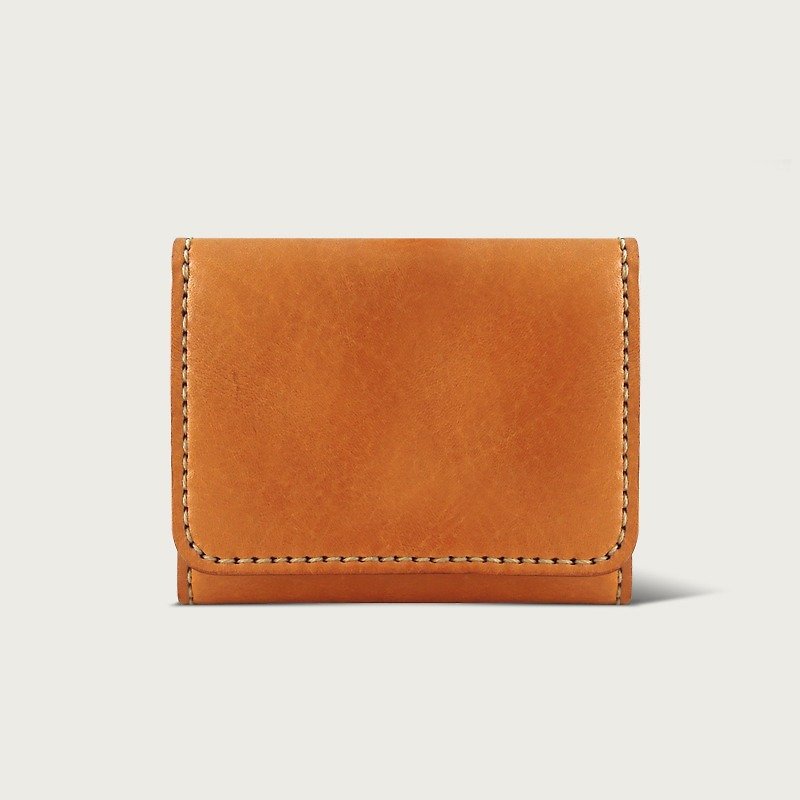 LINTZAN ”真皮手工缝制“3折皮夹 / 钱包 / 短夹 -- 驼黄色 - 皮夹/钱包 - 真皮 橘色