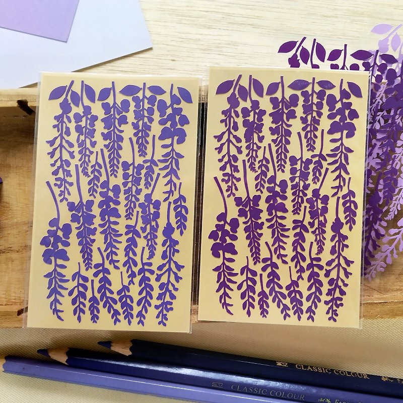 紫藤花贴纸 2张组 - 贴纸 - 防水材质 紫色