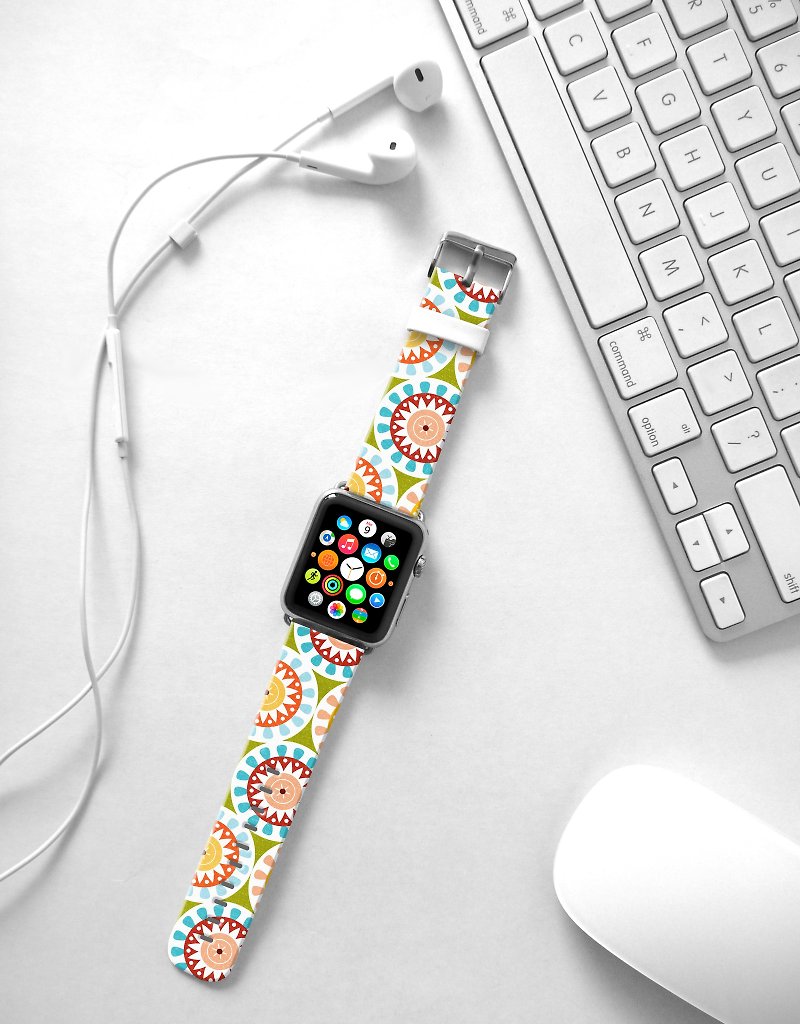 Apple Watch Series 1 , Series 2, Series 3 - Apple Watch 真皮手表带，适用于Apple Watch 及 Apple Watch Sport - Freshion 香港原创设计师品牌 - 曼陀罗花纹 - 表带 - 真皮 