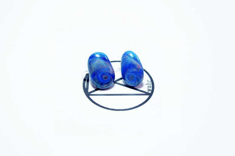 【Wahr】夹式-蓝耳环(一对) - 耳环/耳夹 - 其他材质 多色