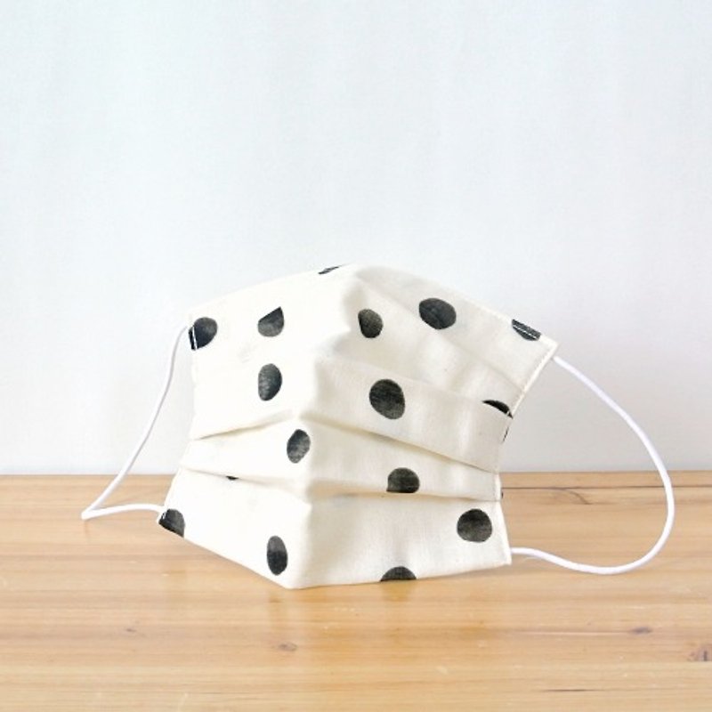 TEMARIYA | handmade mask Dot White | Japan manufacturing Great fit - 口罩 - 棉．麻 白色