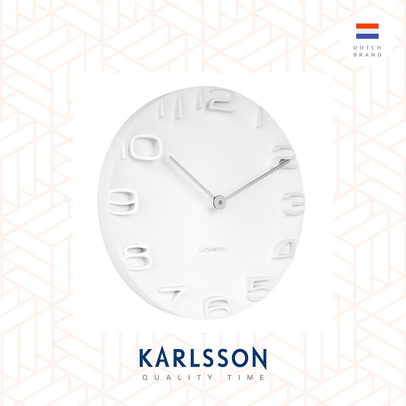 荷兰Karlsson Wall clock On The Edge w. chrome hands white - 时钟/闹钟 - 硅胶 白色