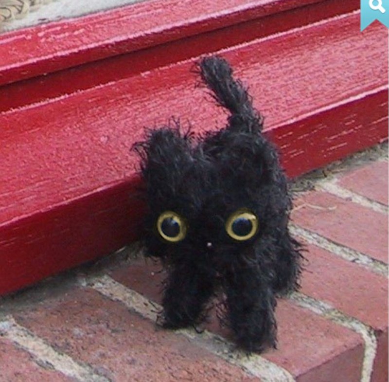 小猫咪【mini Songe】日本娃娃摆饰。黑猫/白 - 摆饰 - 其他材质 黑色